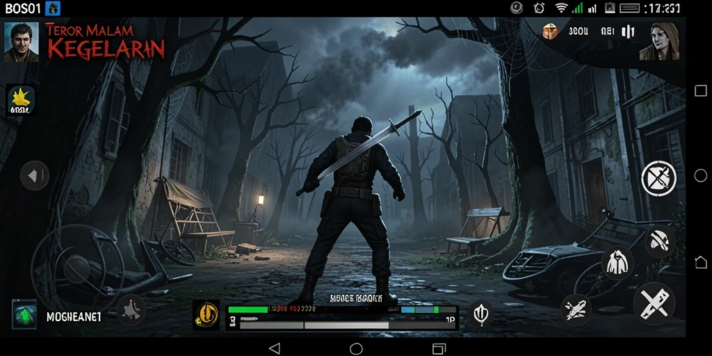 Screenshot utama dari gameplay horor yang menegangkan.