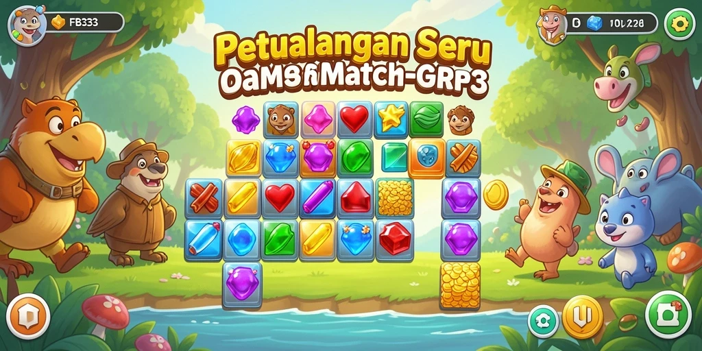 Screenshot FB333 menampilkan aksi seru dalam permainan Match-3.