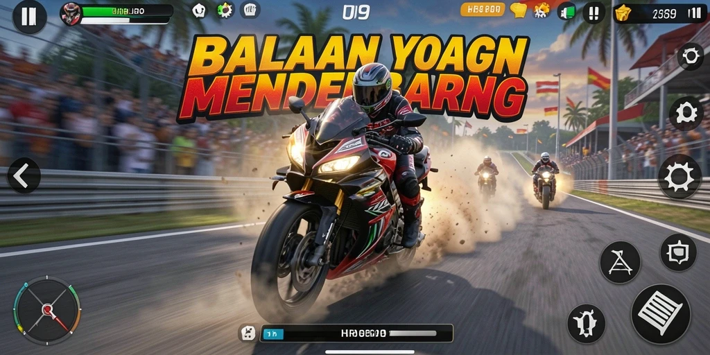 Menggambarkan aksi balap motor yang intens di HR89.