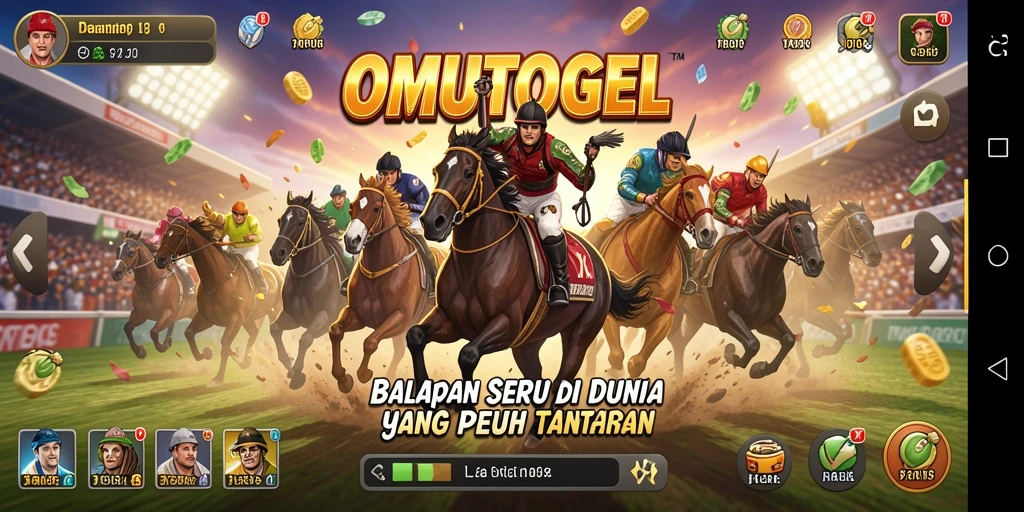 Screenshot gameplay OMUTOGEL menampilkan aksi balapan yang mendebarkan.