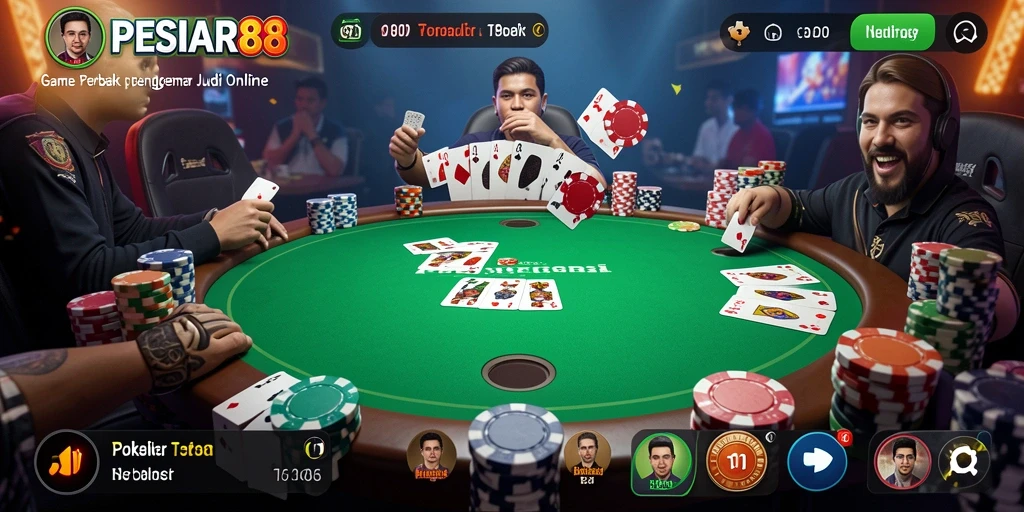 Screenshot PESIAR88 menampilkan aksi seru permainan poker.