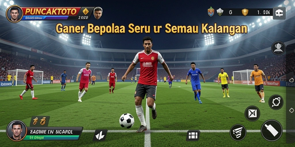 Screenshot dari gameplay PUNCAKTOTO menampilkan aksi seru di lapangan.