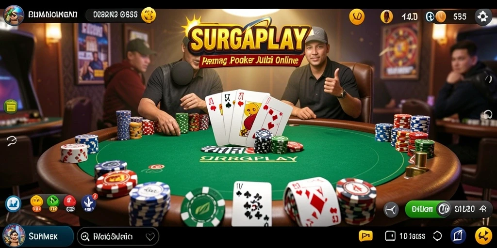 Screenshot gameplay SURGAPLAY menampilkan aksi intens permainan Poker.
